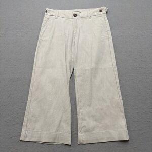 GAP Pants Women's 1 Gray Pinstripe Cotton Wide Leg Baggy Capri Cropped Trousers